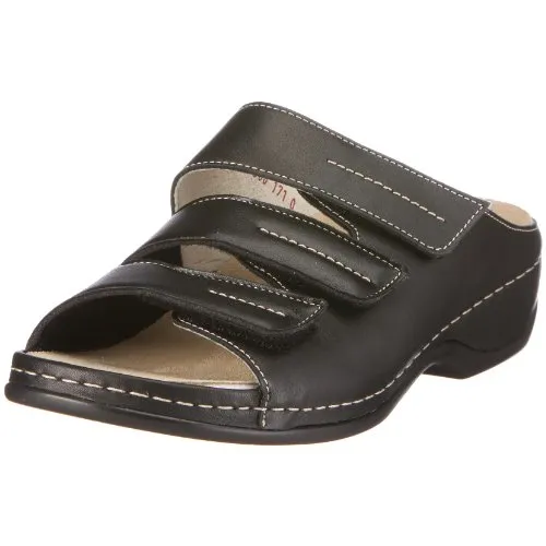 Berkemann Damen Melbourne Andrea Pantoletten, Schwarz, 37 EU - Pantoletten für Damen mit hochwertigem Echtleder und variabel einstellbaren Klettverschlüssen, ideal für empfindliche Füße und hohe Tragekomfort.