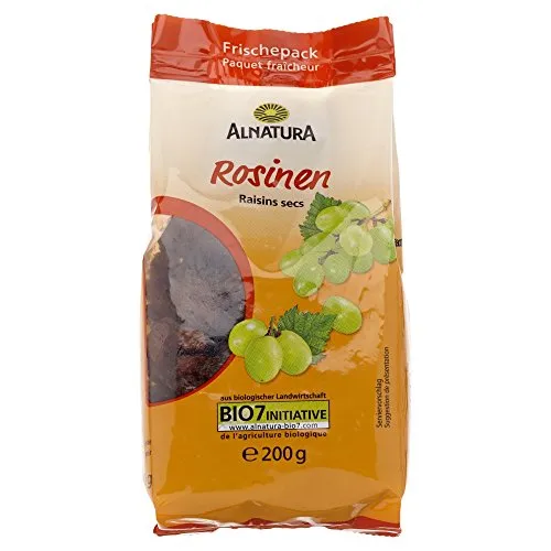 Alnatura Bio Rosinen 200g - Süß und Aromatisch - Saftige Bio-Rosinen, perfekt für Müsli oder als Snack. Ideal für Sport, Schule und Büro. Genießen Sie den natürlichen Geschmack in geprüfter Qualität.