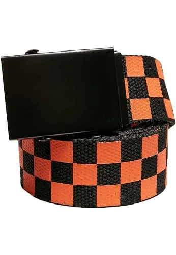 Urban Classics Unisex Check And Solid Canvas Belt 2-Pack black/orange, S/M