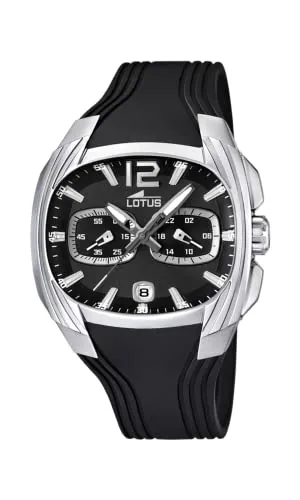 Lotus Herren Analog Uhr Schwarzes Kautschuk - Quarz - Chronograph - Kalender - Mineralglas - 5 ATM Wasserdicht 15756/D Special Prices