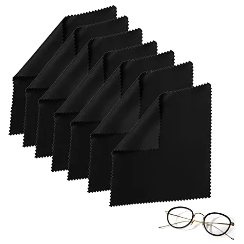 Yoezuo 7 Stück Brillenputztuch, 18 x 15cm Mikrofasertuch Brillenputztücher Mikrofaser Reinigungstücher für Brillen, Bildschirme, Tabletten, Handy, Kamera (Schwarz)