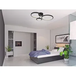 meineWunschleuchte LED Deckenleuchte mit Dimmfunktion – 71cm, Warmweiß - Moderne LED Deckenleuchte mit 3 schwenkbaren Ringen, ideal für individuelle Beleuchtung. Die 27,5 Watt starke Lampe bietet 3-stufige Dimmfunktion für optimale Lichtanpassung in Wohnräumen.