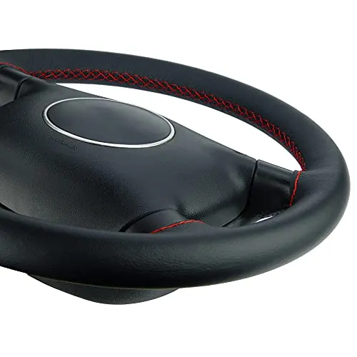 L&P A270-1-B5 Lenkradhülle Lenkradbezug Echtleder Lenkrad Bezug passgenau geschneidert (Naht rot)