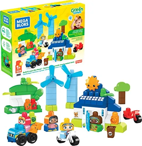 Mattel MEGA BLOKS Green Town Eco House HCG36 - Baukästen für kreative Köpfe, umweltfreundliches Design und fördert nachhaltiges Spielen.