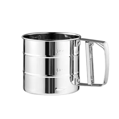 NyxSeat 1 Stück Einhand-Mehlsieb, Puderzuckerstreuer, Mehlstreuer, Feinmaschiges Edelstahlsieb,Filtersieb Mit Großer Kapazität, Küchenbackutensilien, Geeignet Für Mehl, Gewürze