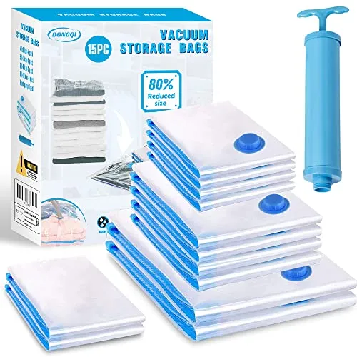 Vakuumbeutel 14 Stück 3 x Jumbo, 3 x Groß, 4 x Mittelgroß, 4 x Klein, Aufbewahrungsbeutel Reise mit Vakuum Wiederverwendbar Kleiderbeutel für Kleidung Bettdecken Bettwäsche Kissen