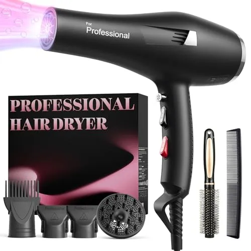 Dekuri Föhn Ionen – Profi Haartrockner mit Diffusor und Stylingdüsen - Haartrockner mit 2000 W Leistung und 120 Millionen Ionen für glattes, glänzendes Haar. 4 Temperatur- und 3 Luftstromstufen für individuelles Styling – ideal für die ganze Familie.