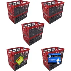 KiNDERWELT Klappbox 10x Premium Faltbox 45 L - Faltboxen: 10 stabile Klappboxen mit Soft-Touch Griffen, ideal für den Transport von Lebensmitteln. Platzsparend und einfach zu reinigen, lebensmittelecht und in hochwertigem Kunststoff gefertigt.