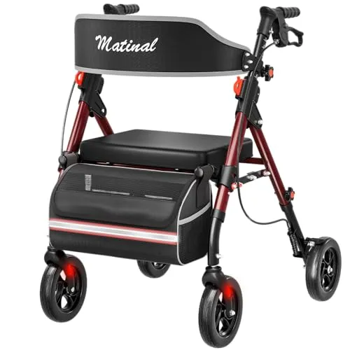 Matinal Leichtgewicht Rollator faltbar mit Sitz – ideal für Indoor & Outdoor
