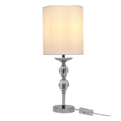 Relaxdays Tischlampe mit Kristallfuß E27 - Elegante Tischlampe mit rundem Schirm und Kristallfuß, ideal für Schlafzimmer und Wohnzimmer. Mit 50 cm Höhe und einem modernen Design setzt sie stilvolle Akzente in Ihrem Zuhause.