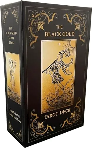 Schwarz Gold Tarotkarten Set, Tarotkarten für Anfänger mit Bedeutungen auf ihnen, Tarotkarten Deck mit Guide Book, Gold Vergoldete Kanten