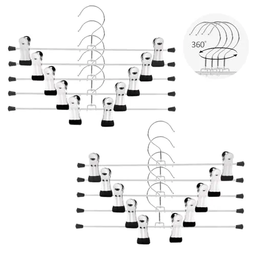 VFANDV Hosenbügel Klemmbügel,Metall Hosenbügel Kleiderbügel Metall Rockbügel mit rutschfest Clips Hosenkleiderbuegel Haken für Hosen Unterwäsche Socken Röcke (30cm) (10)