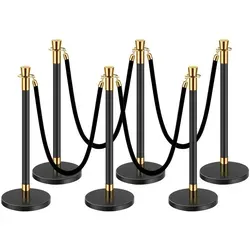 VEVOR 6 Absperrpfosten mit 4 Samtseilen von Vevor