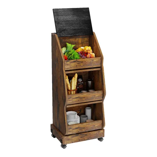 Puluomis Vorratsdose Kartoffelbox mit Rollen - Praktische Kartoffelbox mit Belüftung und Brotfach für optimale Lagerung von Gemüse und Obst. Klappbare Türen und stabiler Aufbau machen sie ideal für kleine Küchen. Hält Lebensmittel länger frisch!