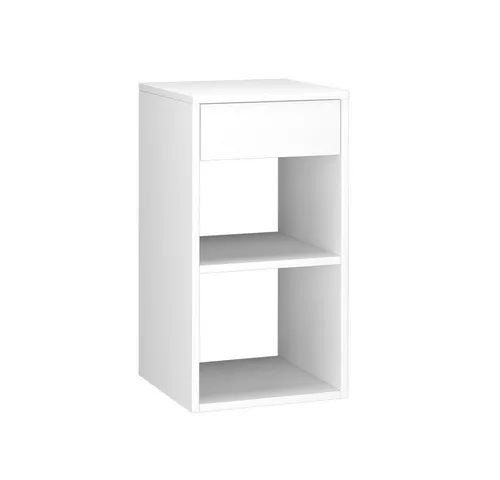 Vicco Nachtschrank Dany, Weiß, 35 x 65 cm - Skandinavischer Nachtschrank mit ausziehbarer Schublade und offenen Fächern für Bücher. Ideal für moderne Schlafzimmer und vielseitig einsetzbar als Nachttisch oder Beistelltisch.