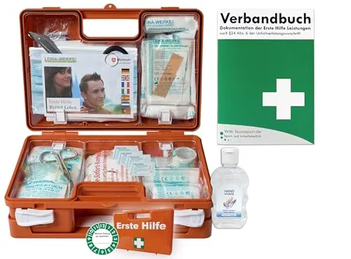 WM-Teamsport Erste-Hilfe-Koffer DIN 13157 mit Hygiene-Gel - orange - Praktischer Erste-Hilfe-Koffer für Sportteams, ausgestattet mit Hygiene-Gel und in auffälligem orange. Ideal für schnelle Hilfe bei Verletzungen.