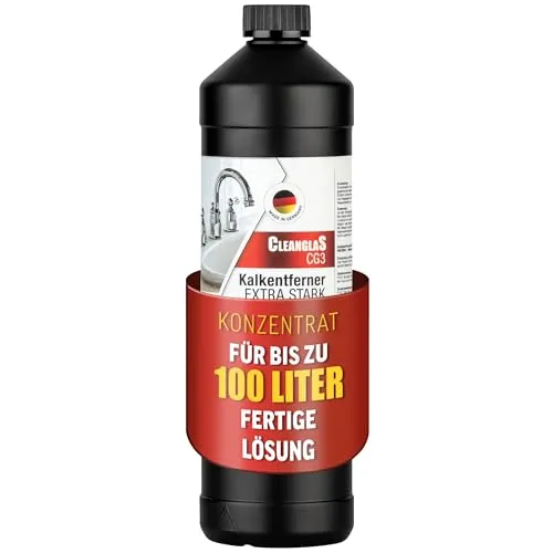 CleanglaS CG3 Kalkentferner 1L | Extra stark | Konzentrat für max. 100 Liter | Entkalker und Rostumwandler | Kalkreiniger | Rostentferner | Urinstein- und Kalklöser auf Phosphorsäure-Basis | Bad & WC