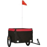 vidaXL Fahrradanhänger Schwarz und Rot 45 kg - Vielseitiger Fahrradanhänger aus robustem Eisen mit einer maximalen Tragfähigkeit von 45 kg, ideal für den Transport schwerer Güter wie Gepäck oder Werkzeuge.
