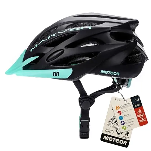 meteor® Marven Fahrradhelm – Vielseitiger Helm für Herren, Damen und Kinder - Fahrradhelme mit innovativem LUFTDURCHLASS-System für optimale Belüftung und FLIEGENNETZ-Schutz vor Insekten. Ideal für Mountainbike, Skaten und BMX.