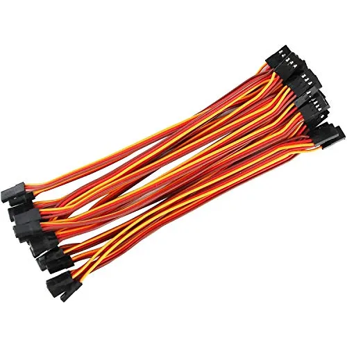 POFET 20-teiliges 20-cm-Servo-Verlängerungskabel im JR-Stil, 3-poliges Verlängerungskabel 22AWG 60-adriges Kabel Draht-Buchse Futaba JR für ferngesteuerte Flugzeuge