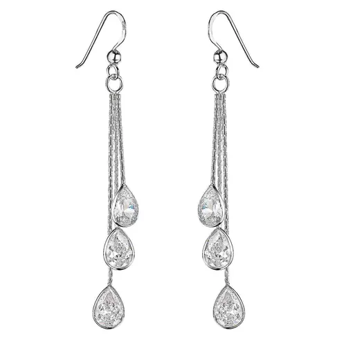 MATERIA Hängeohrringe Silber 925 mit weißen Zirkonia - Elegante Hängeohrringe aus Sterlingsilber 925, verziert mit funkelnden Zirkonia-Steinen. Perfekt für besondere Anlässe und in 5 Farben erhältlich!