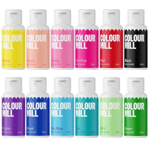AOS Set | Colour Mill Lebensmittelfarbe Beginner Set 12x 20ml | Next Generation Oil Based Food Colouring | Fettlöslich, Ölbasiert, Intensiv, Ergiebig