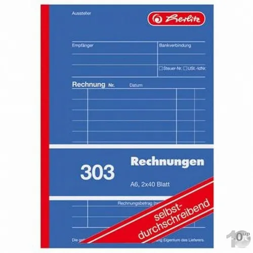 herlitz Formular-Buch Rechnung 303 DIN A6 2 x 40 Blatt