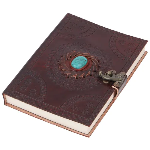 Lederbuch, verziertes Notizbuch, Tagebuch, Schreibbuch mit Ledereinband 100 Sei