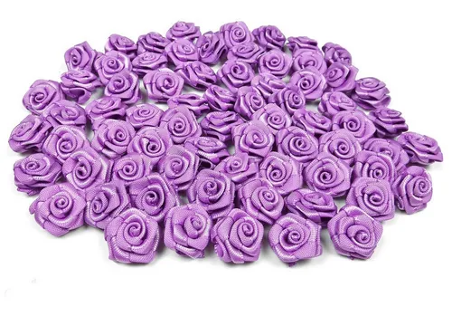 Creativery Streudeko, Satinrosen 15mm zum Basteln & Aufnähen 100 Stück