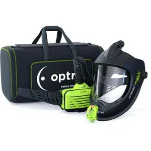 Optrel Clearmaxx Gesichtsschutz Schleifhelm mit Frischluftsystem - Helme & Brillen, bietet optimalen Atemschutz mit variabel einstellbarem Gebläseatemschutzsystem E3000X für maximale Sicht und Komfort beim Arbeiten.