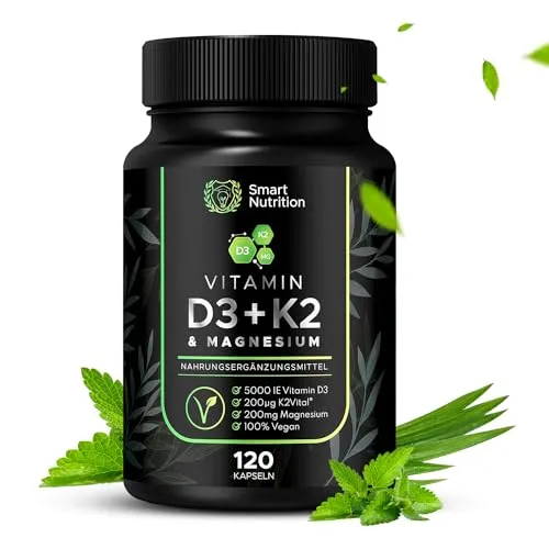 Premium Vitamin D3, K2 + Magnesium Bisglycinat 120 Kapseln hochdosiert