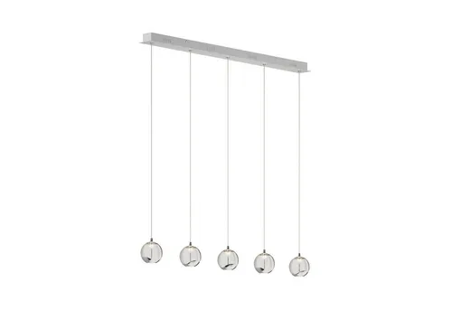 Lucande Pendelleuchte Hayley - 5-flammig LED, warmweiß, modern - Moderne Pendelleuchte aus klarem Glas und chromfarbigem Metall, ideal für Wohnzimmer, Esszimmer und mehr. Inklusive fest verbautem LED-Leuchtmittel für energieeffizientes Licht.