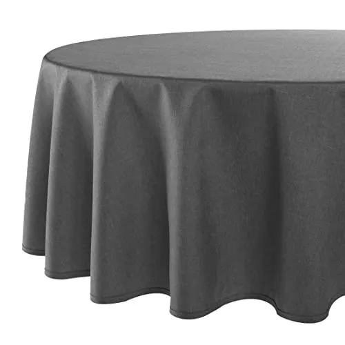 Tischdecke Wien Home, Moderne Tischwäsche mit Fleckschutz für das ganze Jahr, anthrazit, 140x180 cm oval