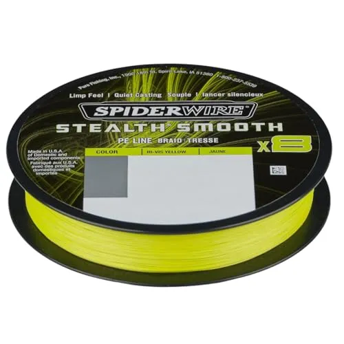 Spiderwire Stealth Smooth 8 New 2020, 150m, Yellow, 8-Fach geflochtene Schnur mit Mikrobeschichtung, 0,06mm - 0,39mm, 5,4kg - 46,3kg, Abriebfest (150, 0,19mm - 18,0k)