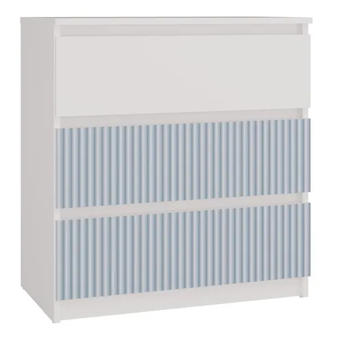 Kommode Wolfgang mit 3 Schubladen 70 cm Weiß und Blau