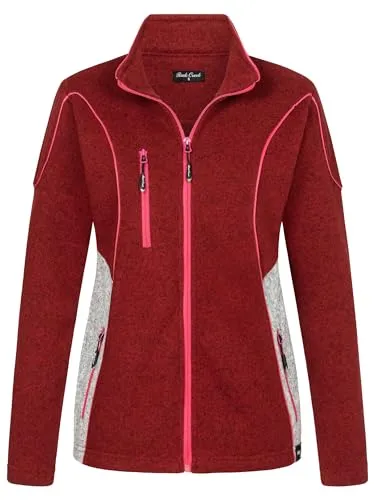 Rock Creek Damen Fleecejacke warm Übergangsjacke Windbreaker Fleece Jacken Outdoorjacke Stehkragen Damenjacke Melange Fleecejacke Sweatjacke Pullover D-499 Weinrot M