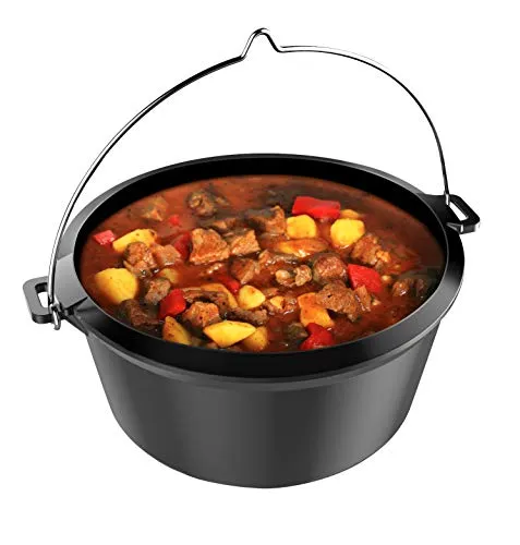 tepro Guss-Dutch-Oven-Einleger 57 cm - Grillzubehör für das Rost-in-Rost-System, ideal für Outdoor-Küchen. Der 6-Liter Gusseisendopf mit 2in1-Deckel verwandelt sich in eine Pfanne und eignet sich perfekt für 12-16 Personen.
