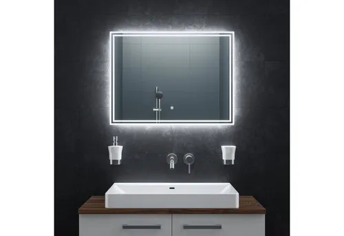 Bringer Badspiegel BRS107 mit Anti-Beschlag - Eleganter LED-Badspiegel mit Touch-Funktion und dimmbarer Beleuchtung. Die integrierte Anti-Beschlag-Funktion sorgt für klare Sicht nach dem Duschen – perfekt für Ihre Beauty-Routine.