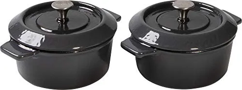 Woll Guss Mini Kasserolle Set 2-tlg. Carbon Grey - Hochwertiges 2-teiliges Kasserolle-Set aus Gusseisen, ideal für schonendes Kochen. Mit innovativer Tropfenstruktur für optimalen Feuchtigkeitszyklus und lange Wärmespeicherung.