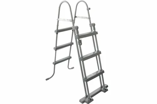 Bestway Flowclear Sicherheitsleiter 107 cm - Robuste Poolleiter mit Kindersicherung - Poolleitern mit hochklappbarem Einstieg für sicheren Zugang. Maximale Tragfähigkeit von 150 kg und wetterbeständige Konstruktion für langlebigen Einsatz.