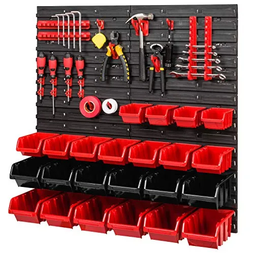 PAFEN Lagersystem 780x772mm Stapelboxen Wandregal Schüttenregal Halterungen, 23 x Boxen