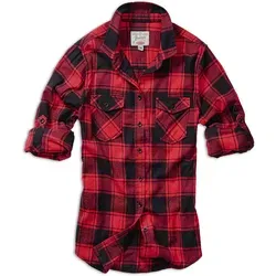 Brandit Amy Flanell Damen Hemd 6XL - Tailliertes Flanellhemd in Schwarz-Weiß für Frauen, mit aufgesetzten Brusttaschen und aufkrempelbaren Manschettenärmel – ideal für lässige Outfits.