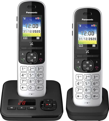 Panasonic KX-TGH722 Duo - Schnurloses DECT-Telefon mit Anrufbeantworter, 2 Mobilteile, 40 Minuten Aufnahmezeit und bis zu 840 Minuten Gesprächszeit