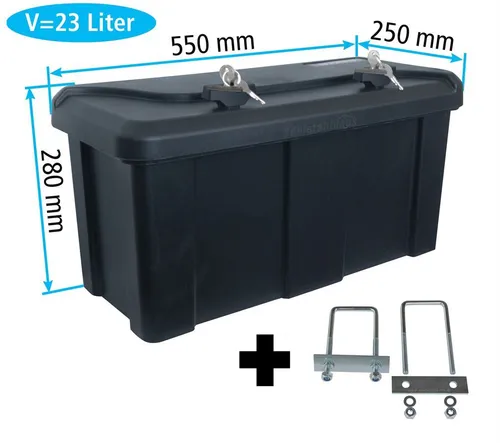 Deichselbox m. Montagesatz Blackit 2, für Anhänger Staukiste Daken B23-2+MON4002