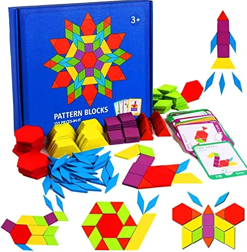 LEADSTAR Holzpuzzles, Tangrams Holzpuzzles Geometrische Formen Puzzle,Tangrams Montessori Spielzeug Wooden Jigsaw Puzzle Für Kinder Mädchen und Jungen ab 3 Jahr(155 Stück)