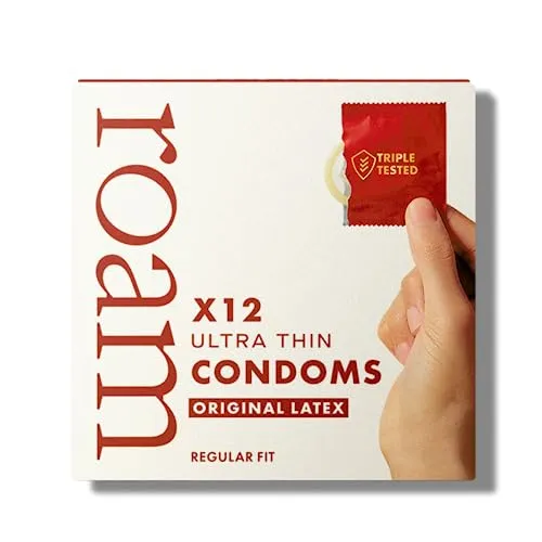 Roam Original hautfarbene Latexkondome – ultradünn, 12 Stück – fühlen Sie sich mehr wie Sie selbst mit großzügiger Gleitfähigkeit, parfümfrei – pH-ausgeglichenes, veganes Kondom
