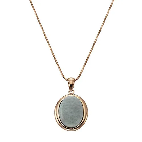 Zeeme Gemstones Damen Anhänger mit Kette aus 925/- Sterling Silber - Ketten für Damen mit echtem Larimar, rotvergoldet und angenehm im Tragekomfort - ein stilvolles Accessoire für jeden Anlass.
