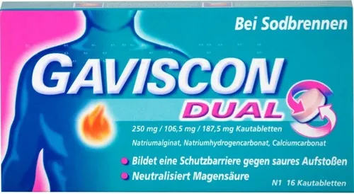 GAVISCON Dual 250mg/106,5mg/187,5mg Kautabletten 16 St von Reckitt Benckiser