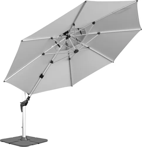 anndora 4m Ampelschirm rund silber grau - Aluminium mit Kurbelöffnung - Eleganter 4 m Ampelschirm aus Aluminium für großzügigen Schatten im Garten oder auf der Terrasse. Die praktische Kurbelöffnung sorgt für einfachen Gebrauch, während der strapazierfähige Bezug hohen UV-Schutz bietet.