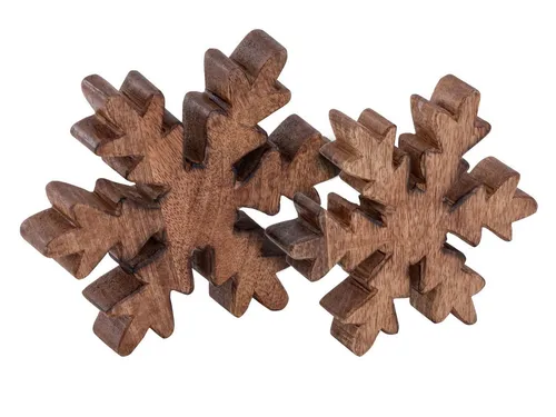 Casamia Dekoobjekt Dekofigur Schneeflocke 2er Set Holzfigur 18cm Weihnachtsdeko Mangoholz (2er-Set)